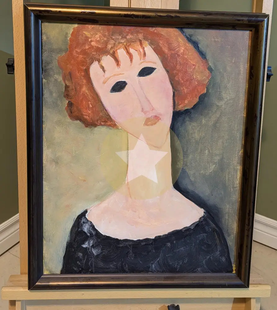 Modigliani Reproductions Reproduction of Modigliani's Red Head Painting - Hand-Painted Acrylic ...
