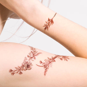Burgundy Floral Tattoo