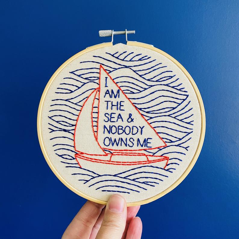 "I Am The Sea"  Embroidery KIt